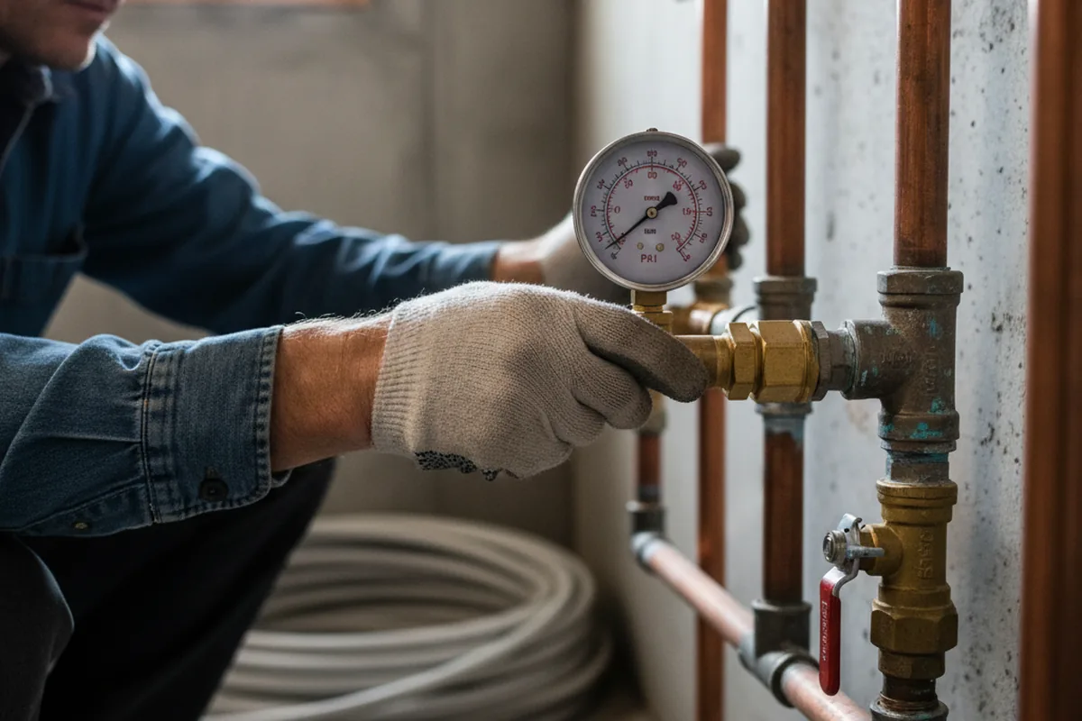 Pressure testing a repaired line during Water Line Repair in Jupiter